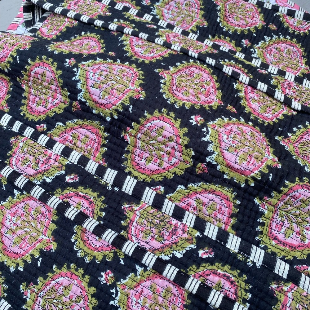 Floral Quilted pinkcity hand loom cotton tote NWOT - Picture 8 of 14